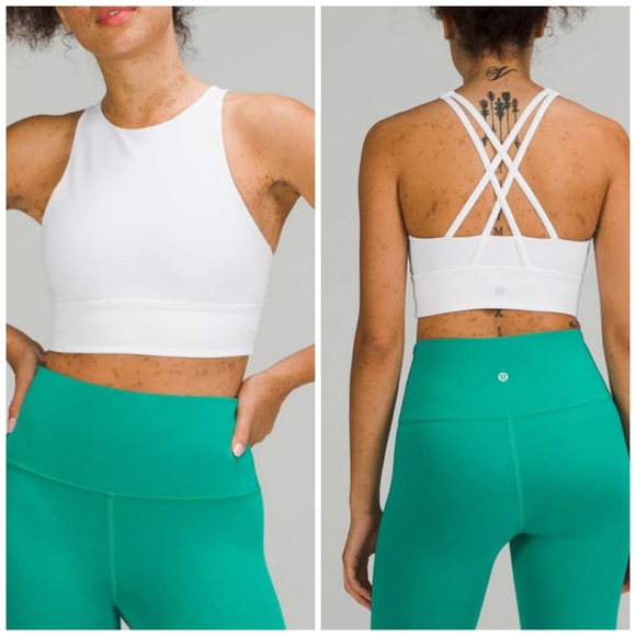 Lululemon Energy Bra High-Neck Longline Tough Medium Support White size 6 - Picture 2 of 7